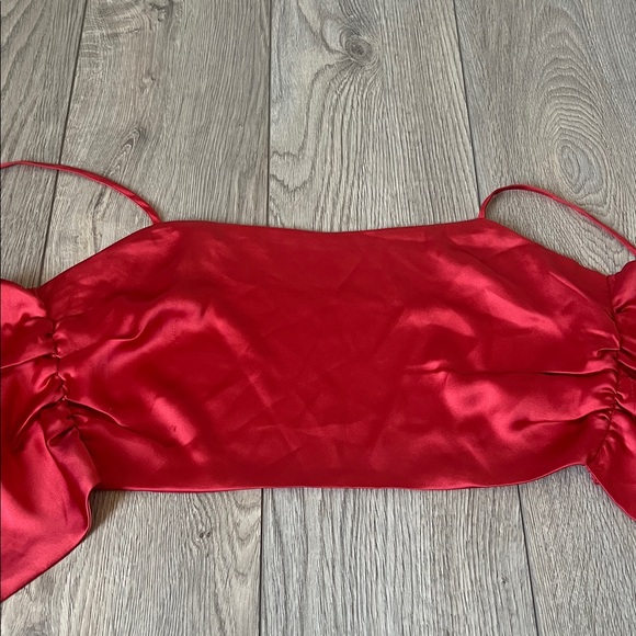 DYNAMITE  Valeria Satin Tie-Back Crop Cami Ruby Red NEW Size Medium - Picture 4 of 10
